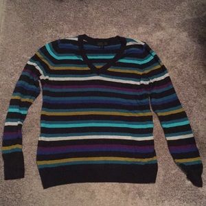 SWEATER LONG-SLEEVED V-NECK MULTI COLORED STRIPED